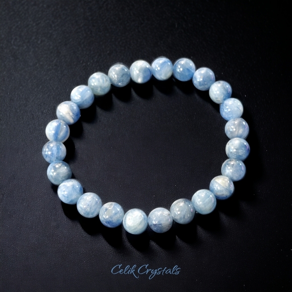 Authentic Blue Kyanite Bracelet 8mm Natural Stones Unisex Healing Bracel… - Picture 3 of 7